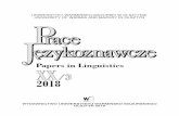 Papers in Linguistics XXV 3 2018 - uwm.edu.pl · Wydawnictwo Uniwersytetu Łódzkiego. Łódź 2013, ... 151 165 177. 2018 PRACE JĘZYKOZNAWCZE XX/3 ISSN 1509-5304 5–17 Olga Anchimiuk
