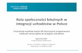 Rola społeczności lokalnych w integracji uchodźców w Polsce · Rola społeczności lokalnych w integracji uchodźców w Polsce ... • Analiza przygotowania lokalnych instytucji
