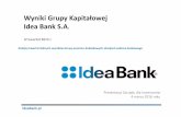 Wyniki Grupy Kapitałowej Idea Bank S wyników... · Prezentacja Zarządu dla Inwestorów ... bba/ifs Financial Innovation Awards Mobilny Wpłatomat jako Innovation in cash management
