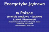 Energetyka jądrowa w Polsce - SLCJ, Cyklotron Warszawski · Energetyka jądrowa w Polsce synergia węglowo – jądrowa Ludwik Pieńkowski Środowiskowe Laboratorium Ciężkich Jonów