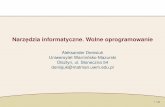 Aleksander Denisiuk Uniwersytet Warminsko-Mazurski ...wmii.uwm.edu.pl/~denisjuk/uwm/ni/wyklady/09-free.pdf · Wolne oprogramowanie Pytania Wytwarzanie oprogramowania GNU Wolne programy