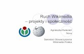 Ruch Wikimedia – projekty i społeczność · Oprogramowanie zMediaWiki – rozbudowana aplikacja PHP działająca na bazie MySQL. {wolne oprogramowanie – licencja GNU GPL {rozwija