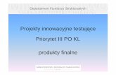 Projekty innowacyjne - produkty finalne (Priorytet III PO KL) · Departament Funduszy Strukturalnych „By ć przedsi ębiorczym – nauka przez działanie. Innowacyjny program nauczania