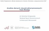 Analiza danych nieustrukturyzowanych: Text Miningkuligowska.com/wne/textmining/tm2.pdf · Przykład stop listy. ... (vector space document representation) dokument tekstowy reprezentowany