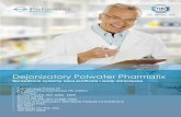 Dejonizatory PolwaterPharmatix wymagania Farmakopei Polskiej IX, E oraz normy PN-EN ISO 3696:1999 I stopień czystości. Zastosowanie zintegrowanej filtracji wstępnej dostosowanej