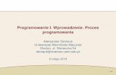 Programowanie I. Wprowadzenie. Proces programowaniawmii.uwm.edu.pl/~denisjuk/uwm/prgi/wy/01-intro.pdf · Formułowanie zadania 2. ... 2. kompletnos´c´ rozwazy˙ c równie´ z błe˛dne