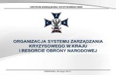 ORGANIZACJA SYSTEMU ZARZĄDZANIA - piwsuwalki.plpiwsuwalki.pl/images/articles/obrona_cywilna/Organizacja_Systemu... · organizacja systemu zarzĄdzania kryzysowego w kraju i resorcie