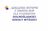 DOLNOŚLĄSKIEJ SZKOŁY WYŻSZEJ - dsw.edu.pl · Ochrona przeciwpożarowa 2. używanie otwartego ognia i oświetlenia nieelektrycznego 3. palenie tytoniu w miejscach do tego nie wyznaczonych