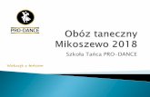 Szkoła Tańca PRO-DANCEpro-dance.pl/wp-content/uploads/2018/07/Prezentacja-o-koloni-PRO... · (naleśniki, zapiekanka ziemniaczana/makaronowa) Umowa ...