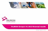 TAURON Group’s H1 2013 financial resultsen.tauron.pl/.../Documents/TAURON_results_1H_2013_ENGLISH.pdf · produkcja sprzedana przemysłu - prognoza produkcja sprzedana przemysłu