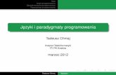 Jezyki i paradygmaty programowania - Instytut Teleinformatykimars.iti.pk.edu.pl/~chmaj/CC++/w01.pdf · elementy C++ - rozszerzenia C, podstawy podejscia´ obiektowego Literatura zalecana