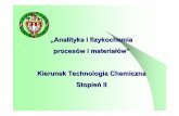 „Analityka i fizykochemia procesów i materiałów” Kierunek ... · Przedmioty specjalnościowe podstawowe (5W, 2Lk + 1L) Elektrochemiczne techniki analityczne (2 W) ... Syntetyczne