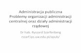 Problemy administracji centralnej oraz działy ...rszarf.ips.uw.edu.pl/apub/05.pdf · •Jeżeli na poziomie centralnym nie możemy wyraźnie oddzielić funkcji politycznych (rządzenia)
