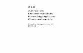 210 Annales Universitatis Paedagogicae Cracoviensis · Od Redakcji To już jedenasty tom prac wydawanych w ramach „Annales Universitatis Paedago-gicae Cracoviensis. Studia Linguistica”.