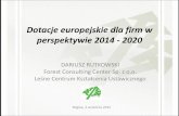 Dotacje europejskie dla firm w perspektywie 2014 - 2020targilesne.pl/source/SEMINARIA_2015/Możliwości_dotacji_unijnych... · DARIUSZ RUTKOWSKI Forest Consulting Center Sp. z o.o.