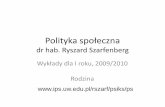 Polityka społeczna, wykład 4 - Instytut Polityki Społecznejrszarf.ips.uw.edu.pl/psiks/ps/wyklad04.pdf · Prawo pracy, s. 477, 488. Modele wsparcia rodziny w funkcji opiekuńczej.