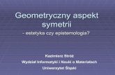 Geometryczny aspekt symetrii - ftj.agh.edu.pl · - estetyka czy epistemologia? Kazimierz Stróż ... Podręcznik wspomagany komputerowo, W-wa 1996.