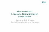 Ekonometria 1 2. Metoda Najmniejszych Kwadratówmrubas/Econometrics/pdf/EI_T2PL.pdf · 2019-09-23 · Katarzyna Bech-Wysocka, Ekonometria I, MNK Prosty model regresji liniowej (simple