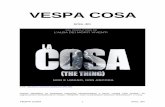 Vespa CosaVespa Cosa to duży skuter. Ma bardzo wygodną kanapę, z która konkurować może tylko stara kanapa od PXa, ta na sprężynach. Mnóstwo miejsca na nogi i na bagaż. Pojemny
