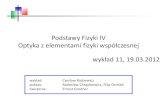 Podstawy Fizyki IV Optyka z elementami fizyki współczesnej 19.03zopt/ultrafast/pfiv10/11... · 2012-06-08 · doświadczenie Younga – źródło rozciągłe kwazi-monochromatyczne