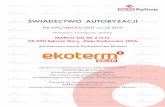Świadectwo MARCO-OIL 2019 · MARCO-OIL SP. Z O.O. 05-090 Sękocin Stary, Aleja Krakowska 100A jest Autoryzowanym Dystrybutorem Ekoterm Zgodnie z podpisaną umową nr 220/ADOO/2011