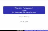 Wronski’s “loi supr´eme” versus the Lagrange-Burmann¨ formulapragacz/download/maszczyk.pdf · Tomasz Maszczyk Wronski’s “loi supr´eme” versus the Lagrange-Bu¨rmann