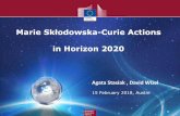Marie Skłodowska-Curie Actions in Horizon 2020 · 2018-02-21 · Marie Skłodowska-Curie Actions (MSCA) The Actions provide funding for excellent researchers, encourage mobility