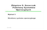 Zbigniew S. Szewczak Podstawy Systemów Operacyjnychzssz/PSO2004/W5.pdf · Podstawy Systemów Operacyjnych Wykład 5 Struktura systemu operacyjnego. Odrabianie wykładów ☛czwartek,