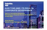 AUDITING AND ITS ROLE IN CORPORATE GOVERNANCE€¦ · ©2005 Deloitte Touche Tohmatsu 2 Corporate Governance Defined §International Standard on Auditing (ISA) 260: “Communications