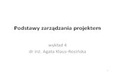 Podstawy zarządzania projektemksz.pwr.edu.pl/wp-content/uploads/agakla1283/pdf/PZP_W4.pdf · Podstawy zarządzania projektem wykład 4 dr inż. Agata Klaus-Rosińska 1 . Planowanie