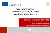 Program Erasmus+ Rekrutacja 2019/2020 na Wydziale Chemicznymwch.pwr.edu.pl/.../erazmus_plus/2019/prezentacja_wstepna-28luty20… · Rekrutacja 2019/2020, etap I wydziałowy Kryteria