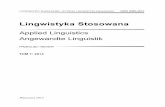 Lingwistyka Stosowana 7, 2013 - Uniwersytet Warszawskialp.uw.edu.pl/.../2018/03/Lingwistyka-Stosowana-7-2013.pdf · 2018-03-21 · Lingwistyka Stosowana 7: 2013 ROZPRAWY I ARTYKUŁY
