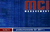 Wyniki po Q1 2011 Portfel Wydarzenia MCI na giełdzielipiec 2010 – maj 2011 Najprzyjemniejsza forma rozrywki Gry komputerowe 35% ... zarządzanie funduszami nieruchomości dla inwestorów