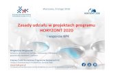 Zasady udziału w projektach programu HORYZONT 2020 · Turcja Izrael Mołdawia Szwajcaria Wyspy Owcze Ukraina Tunezja. Schematy finansowania w H2020 Projekty badawczo-innowacyjne-Research