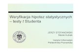 Weryfikacja hipotez statystycznych –testy t Studentasirius.cs.put.poznan.pl/~inf109791/SiAD/lectures/... · a jego kształt jest zbliżony do rozkładu normalnego standaryzowanego,