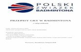 PRZEPISY GRY W BADMINTONA · 2019-07-19 · 2 PRZEPISY GRY W BADMINTONA DEFINICJE Zawodnik osoba grająca w badmintona Mecz rywalizacja w badmintonie pomiędzy dwiema przeciwnymi