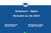 Erasmus+ : Sport · 2018-10-18 · Sport Dokumenty dotyczące polityki 2 • 2007 Biała księga sportu • 2009 Sport pojawił się w Traktacie z Lizbony (art.165 TFEU) • 2011