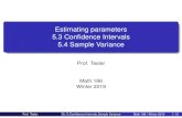 Winter 2019 Math 186 Prof. Teslergptesler/186/slides/ch5slides_19-handout.pdf · Winter 2019 Prof. Tesler Ch.5:Conﬁdence Intervals,Sample Variance Math 186 / Winter 2019 1 / 31.