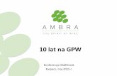 10 lat na GPW - AMBRA › assets › RI › Prezentacje › ... · 2012 – lider w sprzedaży wina w Internecie 2013 – CYDR LUBELSKI lider i twórca nowej kategorii ... zwiększanie