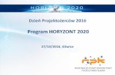 Program HORYZONT 2020 - Politechnika Śląska...w zakresie badań naukowych i innowacji (2014–2020) „HORYZONT 2020” jako lider konsorcjum lub samodzielny wykonawca (z wagą 4,0)