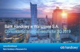 Bank Handlowy w Warszawie S.A. Consolidated …...Financial results 3Q 2019 Financial results summary 1) Excluding one-off transactions increasing net fees & commission income in Q2’19