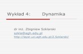 Wykład 4: Dynamikalayer.uci.agh.edu.pl/Z.Szklarski/4K-Dynamika-20.pdf · 2020-04-23 · Dynamika w ruchu po okręgu Obserwator w układzie nieinercjalnym Obserwator w układzie inercjalnym