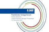 Frankfurter Anlegerforum - BASF...Portfolio Währungen Q1-3 2018 vs. Q1-3 2017 +2 % +5 % 0 % -5 % 13 Frankfurter Anlegerforum am 12. Dezember 2018 BASF-Gruppe: Anpassung des Ausblicks