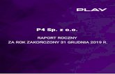 P4 Sp. z o.o. - Play Communications S.A. · 2 PISMO ZARZĄDU Szanowni Obligatariusze P4 Sp. z o.o. Działając w imieniu P4 Sp. z o.o. przedstawiamy Państwu raport roczny P4 Sp.