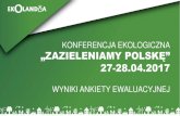 KONFERENCJA EKOLOGICZNA „ZAZIELENIAMY POLSKĘ”...klientów. Czy będziesz ponownie uczestniczył w Konferencji Ekologicznej "Zazieleniamy Polskę" w Olandii? 73% 0% 27% tak nie
