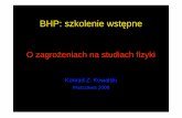 pne BHP: szkolenie wst · 2010-01-12 · BHP: szkolenie wst pne O zagro eniach na studiach fizyki Konrad Z. Kowalski Warszawa 2008