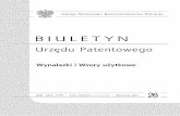 BIULETYN - uprp.gov.pl · BIULETYN Urzędu Patentowego Wynalazki i Wzory użytkowe Warszawa, dnia 18 grudnia 2017 r. Nr 26 ... agulacyjny w ilości od 0,2-0,5 kg środka na każde