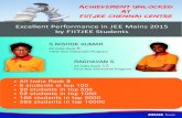 Excellent Performance in JEE Mains 2015 by FIITJEE Students · Kavya Radhakrishnan Pinnacle - Two Year Integrated School €Program for IIT-JEE 6118 Ayodhya Mukund Pinnacle - Two