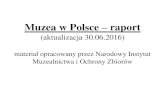 Muzea w Polsce raport - | Narodowe Centrum Kultury · Prezentacja ma charakter przeglądowyoraz diagnostyczny, jest próbąwskazania na kluczowe wyzwania, stojąceprzed polskimi muzeami,