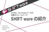 Ansible Serverspecベースの 自動化フレームワーク SHIFT ware …€¦ · 社内勉強会 セルフハンズオン ナレッジ公開 案件利用支援 最初はただの利用者からスタート